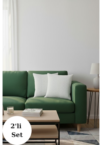 Miracolo Home Ekru Pamuklu Dekoratif Kırlent Kılıfı 43x43 2 Adet
