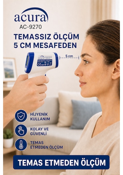 Acura Ac-9270 Yeni Tasarım Fda Onaylı, Alman Sensörlü Temassız Ateş Ölçer