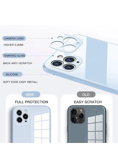 Apple Uyumlu iPhone 13 Pro Max Parlak Cam Kamera Korumalı Telefon Kılıfı