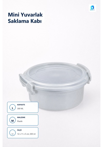 Mini Yuvarlak Saklama Kabı 300 Ml Çok Renkli