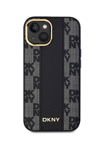 Apple Uyumlu iPhone 15 Kılıf Dkny Lisanslı M-safe Şarj Özellikli 3d Yazılı Checkered Pattern Kapak Krem
