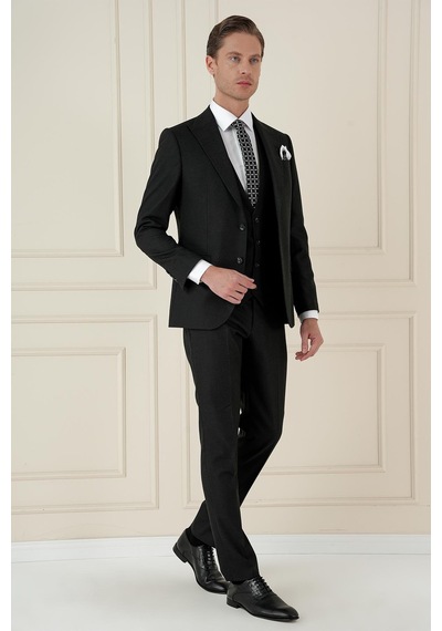 Efor Tk 911 Slim Fit Siyah Spor Takım Elbise Siyah