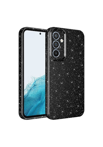Zore Samsung Galaxy Uyumlu A14 Kılıf Kamera Korumalı Simli Lüks Omsy Koton Kapak - Siyah