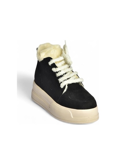 Fox Shoes V367343402 Siyah Süet İçi Tüylü Kalın Tabanlı Kadın Bot Siyah