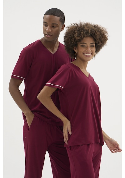 Angbutik Erkek Pijama Takımı Kocabey Kkt-26162 V Yaka Mürdüm