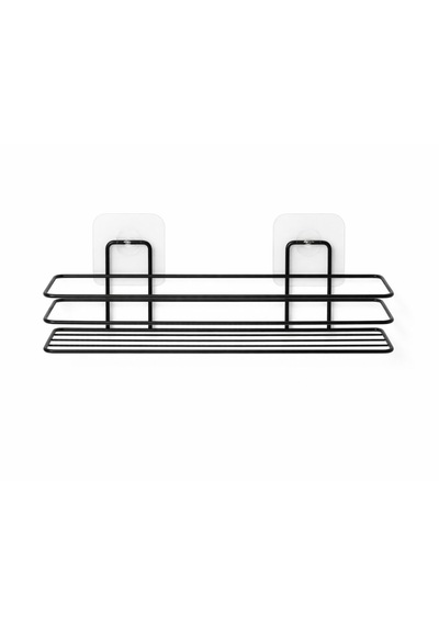Dyrıs Siyah Metal Duş Rafı 29 Cm Vakumlu Yapışkanlı Banyo Şampuanlık Organizer