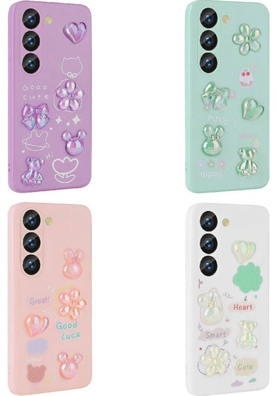 Galaxy A54 Kılıf Kabartma Figürlü Parlak Zore Toys Silikon Kapak Beyaz