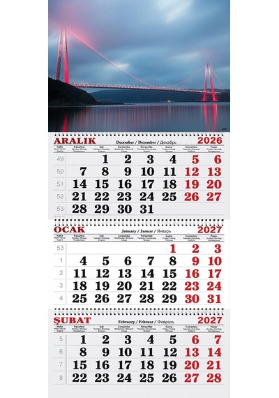 2027 Yılı Gemici Takvimi-boğaz Köprüsü Ve Gökyüzü