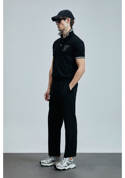 Lufian Erkek Polo Yaka T Shirt 111040216 Siyah Siyah