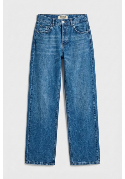 it's basic Kadın Mavi Lora 2s6-4 Loose Fit Orta Bel %100 Koton Denim Jean