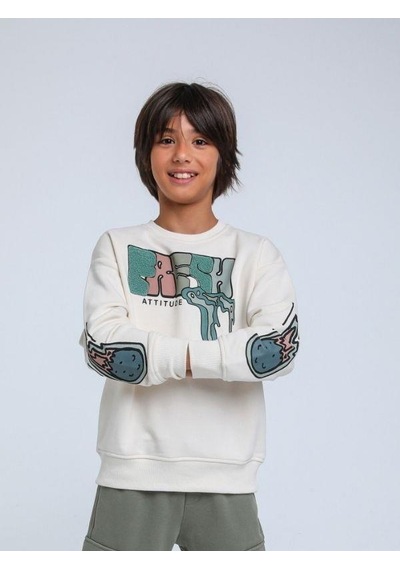 Jack Lions Erkek Çocuk Fresh Dokulu İnce Şardonlu 3 İplik Sweatshirt-14257 Krem