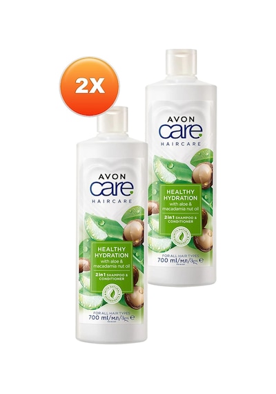 Avon Care Aloe Vera Ve Makademya Fındığı Yağı Şampuan Ve Saç Bakım Kremi 700 Ml. İkili Set