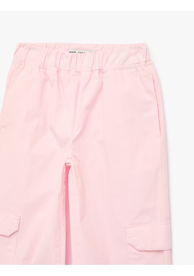 Koton Pamuklu Kapaklı Rahat Kesim Kapaklı Cepli Jogger Pantolon Pembe 6skg40012ad Gül