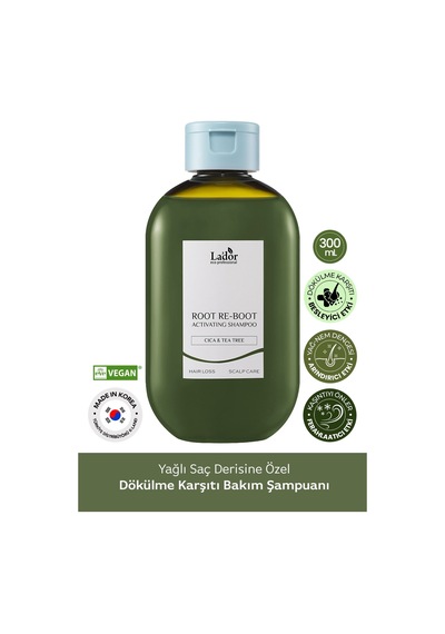 Lador Dökülme ve Yağlanma Karşıtı, Yatıştırıcı Saç Bakım Şampuanı LADOR Root Re-Boot Cica Tea Tree