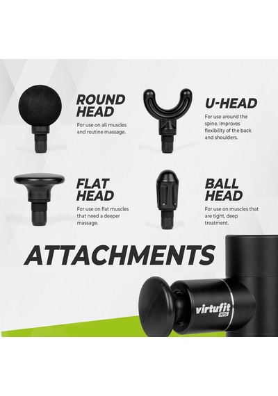 Virtufit M1s Mini Masaj Tabancası - 4 Aparat - Şarj Edilebilir - Kas Masajı - Kablosuz - Saklama Kutusu Dahil - Profesyonel