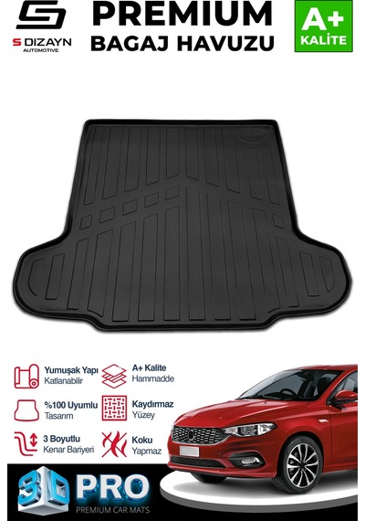 S-dizayn Fiat Egea Sedan 3d Pro Bagaj Havuzu Alt Bagaj 2015-2020 A+ Kalite