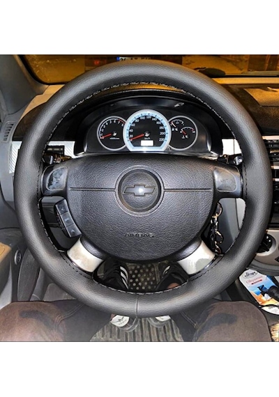 Dikişli Direksiyon Kılıfı Siyah Deri Siyah Dikişli Chevrolet Aveo İçin Renkli