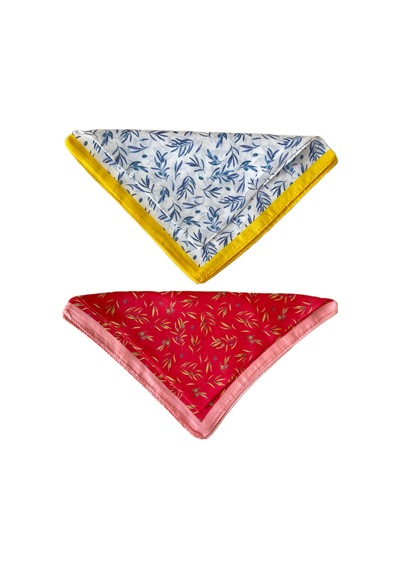2 Li Pamuklu Bandana Seti Özel Desen Bandana Fular Çanta Aksesuarı Bandana 45x50 Cm Hardal