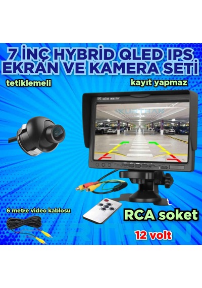 7inç Qled Ips Monitör + 1 Adet 19 Mm Mini Ultra Araç Kamerası 12v