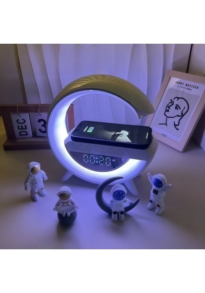 6'sı 1 Arada Kablosuz Şarjlı Rgb Gece Lambası Bluetooth Hoparlör Ve Alarm Saat-1755