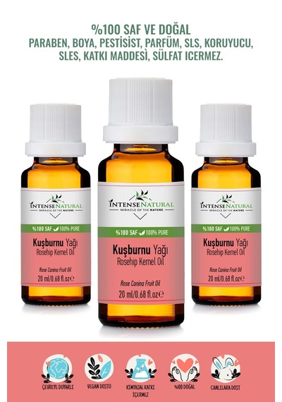 Intense Natural Kuşburnu Çekirdeği Yağı Soğuk Sıkım 3 x 20 ML