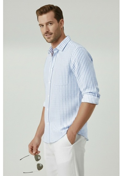 Deepsea Mavi Slim Fit %100 Pamuk Çizgili Erkek Gömlek Cepli Yazlık Yeni Sezon Gömlek 2602627 Mavi Deepsea Mavi Slim Fit %100 Pamuk Çizgili Erkek Gömlek Cepli Yazlık Yeni Sezon Gömlek 2602627 Mavi