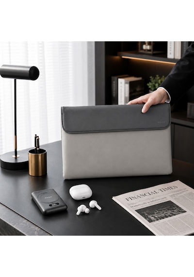 Woyax Cleanfit 13-14 İnç Gri Laptop Çantası Su Geçirmez Apple Macbook Uyumlu Kılıfı Apple iPad Tablet El Çantası