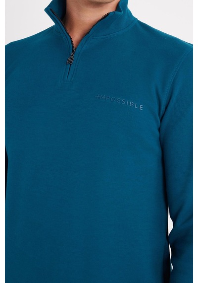Tudors Erkek Slim Fit Dar Kesim Pamuklu Yarım Fermuarlı Dik Yaka Petrol Sweatshirt-35787 PETROL Tudors Erkek Slim Fit Dar Kesim Pamuklu Yarım Fermuarlı Dik Yaka Petrol Sweatshirt-35787 PETROL