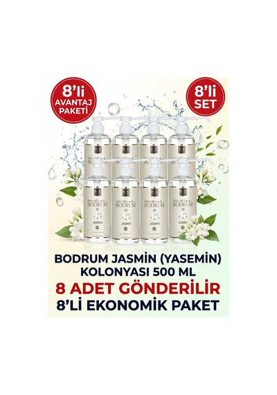 Jasmin Beyaz Yasemin Kolonyası 500 Ml Pompalı Sprey Başlıklı 8'li Paket 80 Kurumsal Koli