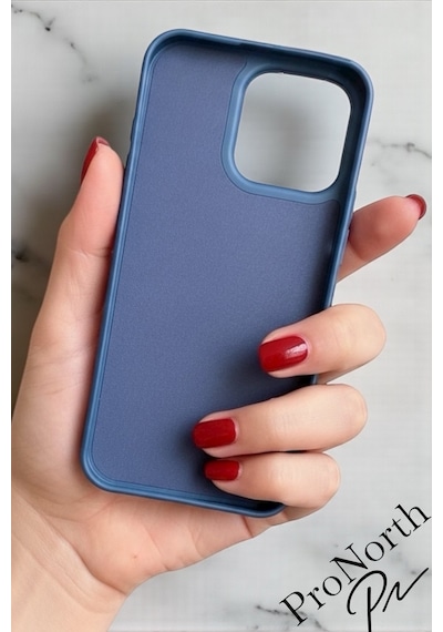 Iphone 14 Pro Max Uyumlu Kılıf Logolu Lansman Soft Yumuşak Içi Kadife Silikon Kapak Lacivert