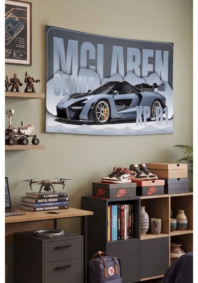 Mclaren Senna Xp-01 Gri Süper Spor Araba Dekoratif Duvar Örtüsü Duvar Halısı Beyaz