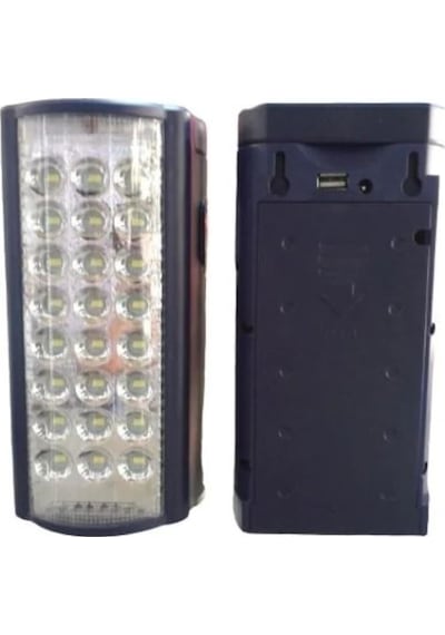 Lacivert Usb Şarj Çıkışlı 24 Led 80 Saat Akülü Şarjlı Işıldak