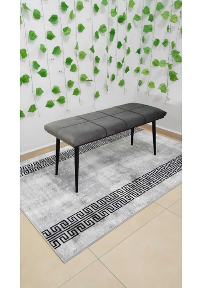 Özcan Metal Metal Ayak Metal Kasalı Bench Mutfak Salon Antre Yatak Odası Puf Bank Antrasit Gri