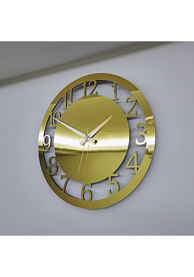 Dekoratif Gold Aynalı Duvar Saati Altın