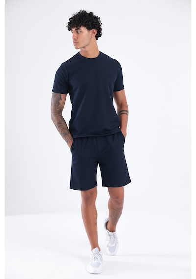 Rowinger Waffle Dokulu Cepli Erkek Şort Navyblue