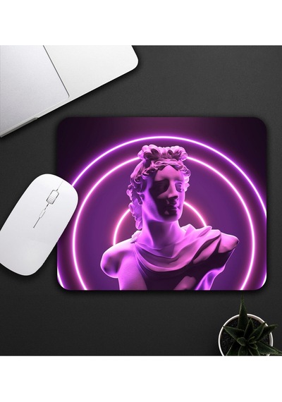 Mor Renk Estetik Heykel Motifli Mouse Pad 23x19cm Fare Altlığı Kaydırmaz Taban De587 Mousepad