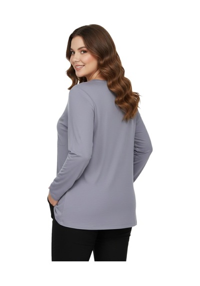 Wearon Kadın Gri Sıfır Yaka Taşlı Bluz Bgl-st05151 Gri