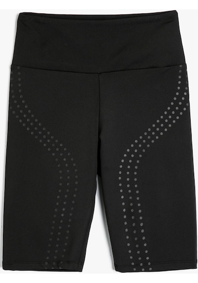 Koton Biker Tayt Yüksek Bel Slim Fit Baskı Detaylı Siyah 4sak40073nk 4SAK40073NK999 Siyah