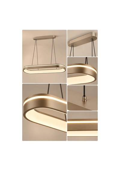 Modern Premium 3 Renkli Ledli Sarkıt Uzun Avizesi Salon Mutfak Yemek Masası Üstü Şık Modelleri 45w Gold