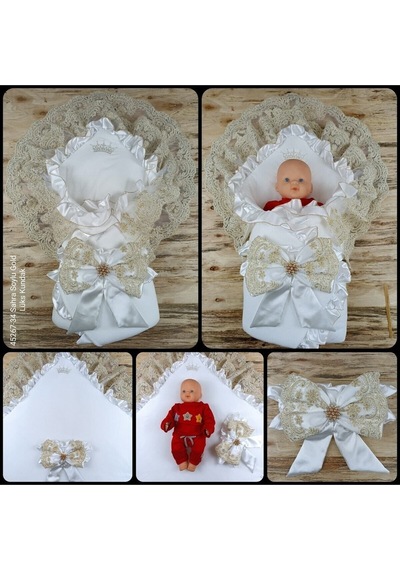 Sahra Soylu Rose Bebek Kundağı Unisex Bebek Dış Kundak Battaniyesi Hastane Çıkışı Kundak Battaniye Altın