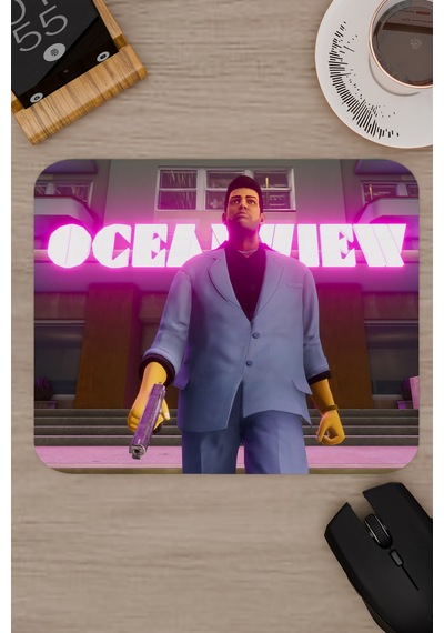 Gta Vice City Kaymaz Dikişli Kauçuk Oyuncu Mousepad V1 - 22x18 Gaming Mouse Pad Fare Altlığı