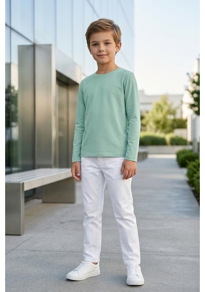 Kiagu Erkek Çocuk Uzun Kollu Basic Düz Tişört %100 Pamuk Bisiklet Yaka T-shirt 2-13 Yaş Mint Kiagu Erkek Çocuk Uzun Kollu Basic Düz Tişört %100 Pamuk Bisiklet Yaka T-shirt 2-13 Yaş Mint