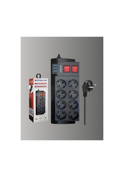 Güçlü Termal Korumalı 8 Priz + 3 Usb Çoklu Uzatma Kablosu 2m - Lisinya 2 - 5 M