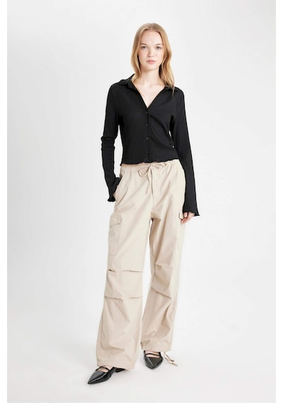 Defacto Coool Paraşüt Poplin Pantolon Basic Düz Cepli Beli Lastikli A6266AX24AUBG191 Bej