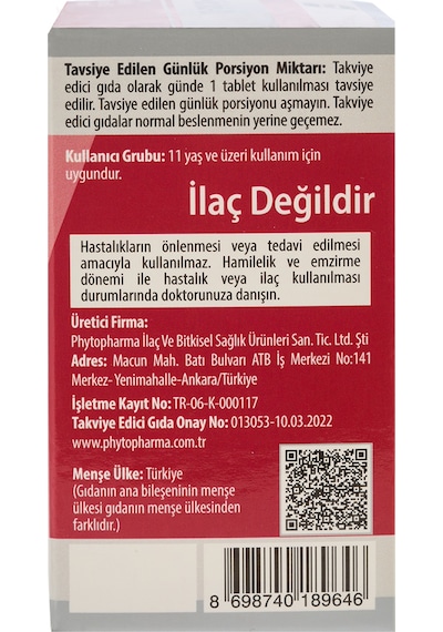 Phytodef Demir + Folik Asit + Vitamin B12 + Vitamin C 30 Tablet