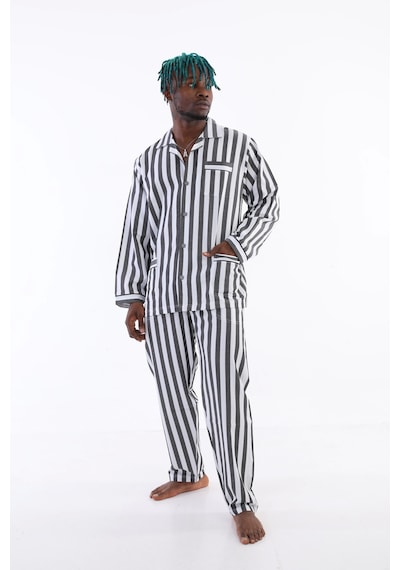 Kocabey 4007 Uzun Kol Çizgili Gaffur Erkek Pijama Takım Antrasit