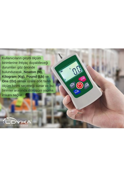 Loyka Amf-500 Dijital İtme Çekme Kuvveti Ölçer 500 Newton 0,1n Tek Bağlantılı