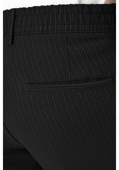 Efor Comfort Fit Gofre Dokulu Beli Lastikli Siyah Jogger Pantolon P 1177 Siyah