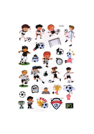 Sticker Kabartmalı A4 Boyutunda Stiker Defter, Planlayıcı Etiket- Lim563 - Siyah Beyaz Futbol Çok Renkli