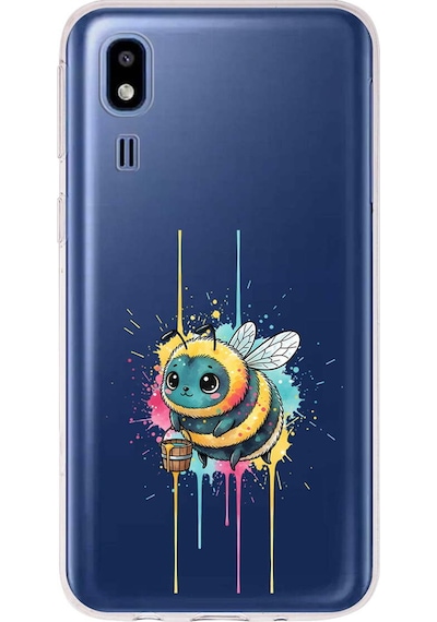 Samsung Galaxy A2 Core İle Uyumlu Splash Arı Tasarımlı Şeffaf Silikon Kılıf Şeffaf